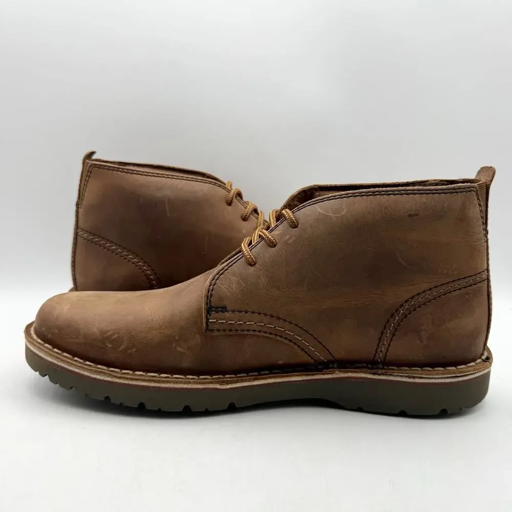 Clarks Mens Eastridge Mid Ankle Boots US 8.5 Wide EU 41.5 Brown Leather EUC